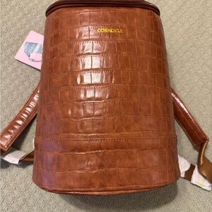 Corkcicle Tan Croc-Embossed cooler Backpack